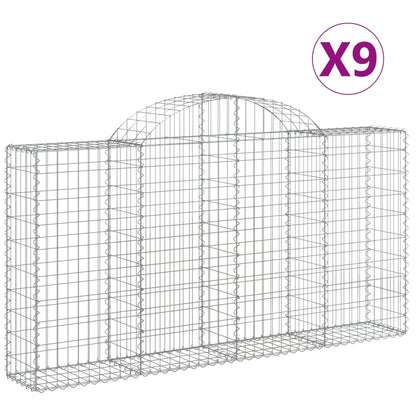 vidaXL Arched Gabion Baskets 9 pcs 200x30x100/120 cm Galvanised Iron 2