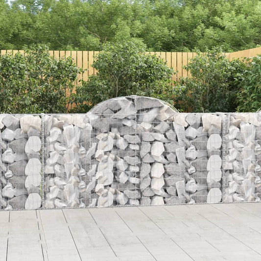 vidaXL Arched Gabion Baskets 9 pcs 200x30x100/120 cm Galvanised Iron 1
