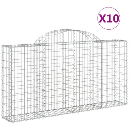 vidaXL Arched Gabion Baskets 10 pcs 200x30x100/120 cm Galvanised Iron 2