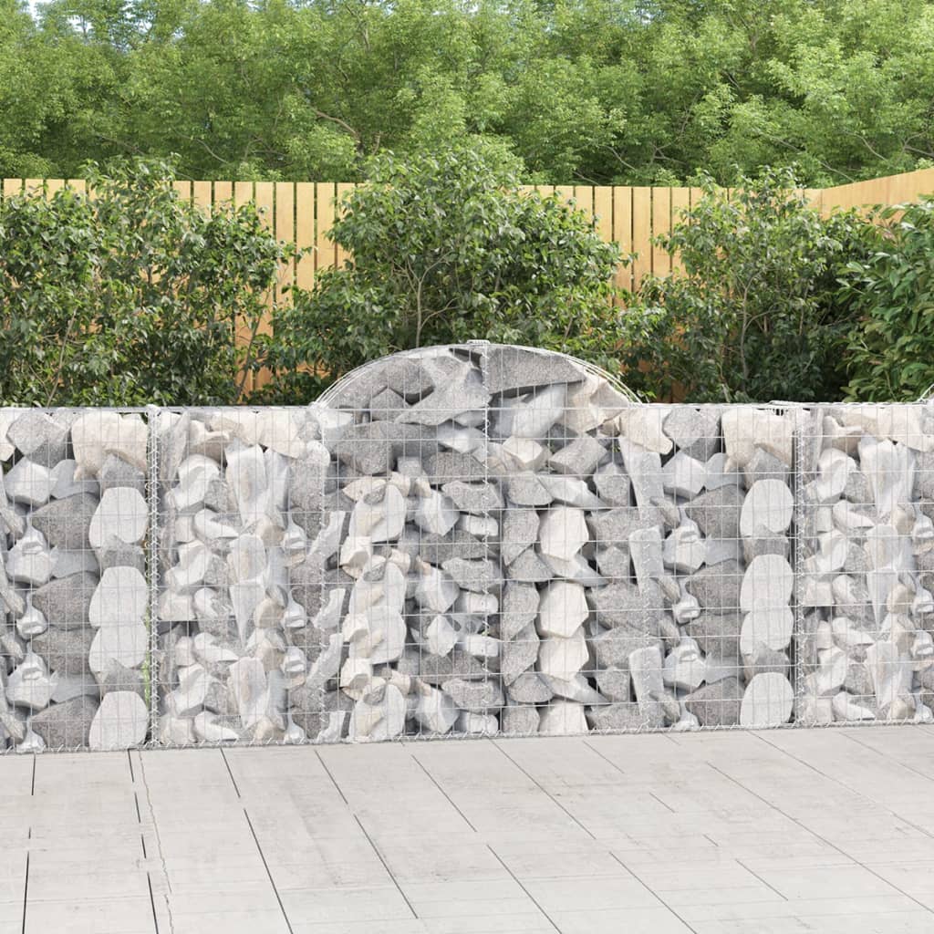 vidaXL Arched Gabion Baskets 12 pcs 200x30x100/120 cm Galvanised Iron 1
