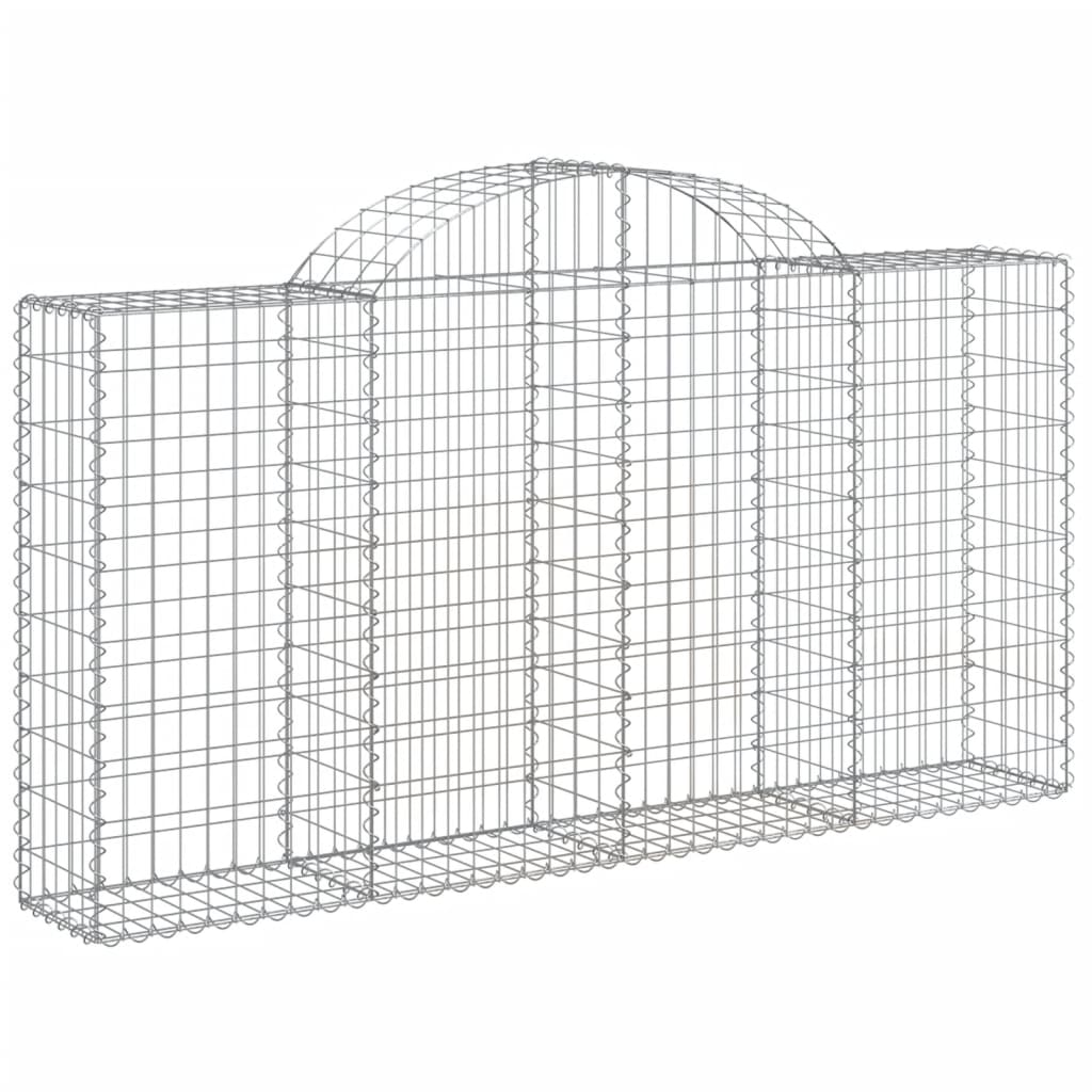 vidaXL Arched Gabion Baskets 14 pcs 200x30x100/120 cm Galvanised Iron 3