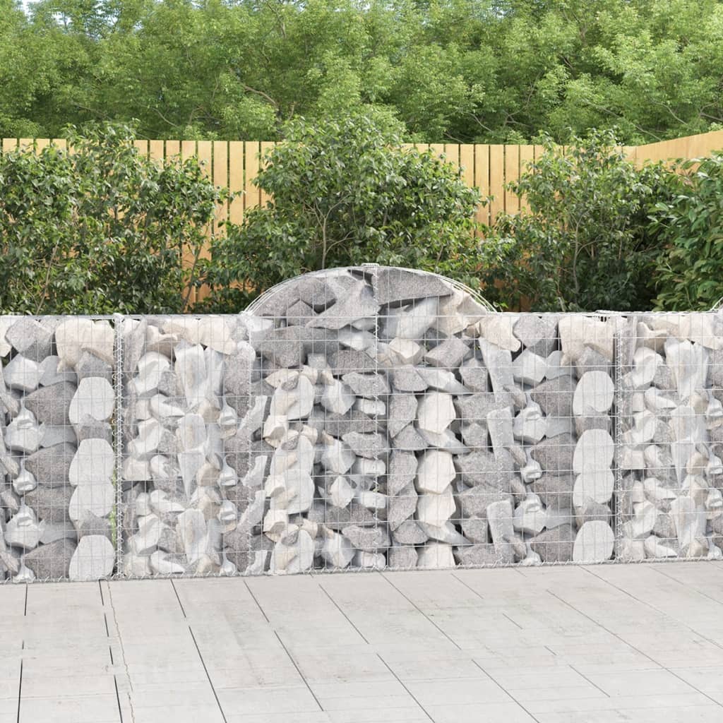 vidaXL Arched Gabion Baskets 14 pcs 200x30x100/120 cm Galvanised Iron 1