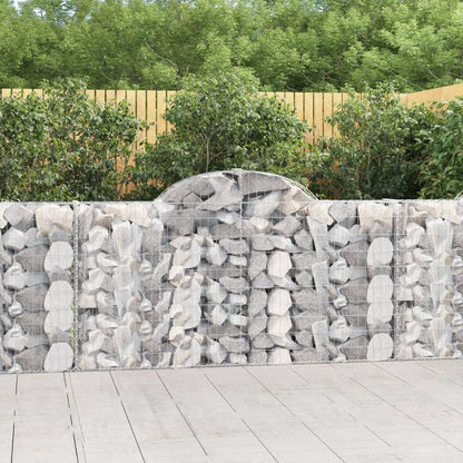 vidaXL Arched Gabion Baskets 14 pcs 200x30x100/120 cm Galvanised Iron 1