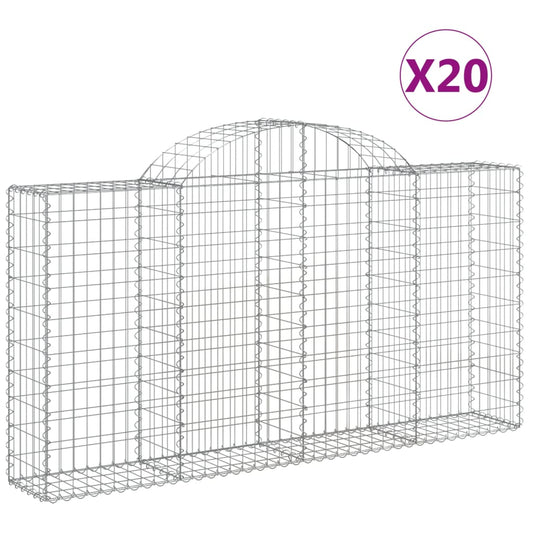vidaXL Arched Gabion Baskets 20 pcs 200x30x100/120 cm Galvanised Iron 2