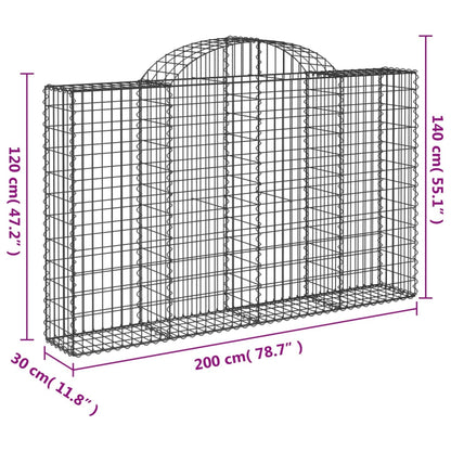 vidaXL Arched Gabion Baskets 8 pcs 200x30x120/140 cm Galvanised Iron 6