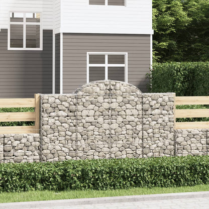 vidaXL Arched Gabion Baskets 8 pcs 200x30x120/140 cm Galvanised Iron 1