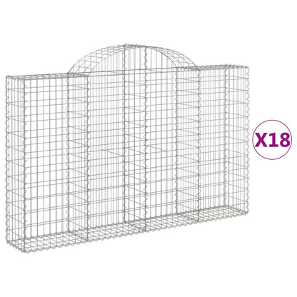 vidaXL Arched Gabion Baskets 18 pcs 200x30x120/140 cm Galvanised Iron 2
