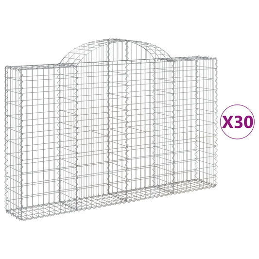 vidaXL Arched Gabion Baskets 30 pcs 200x30x120/140 cm Galvanised Iron 2