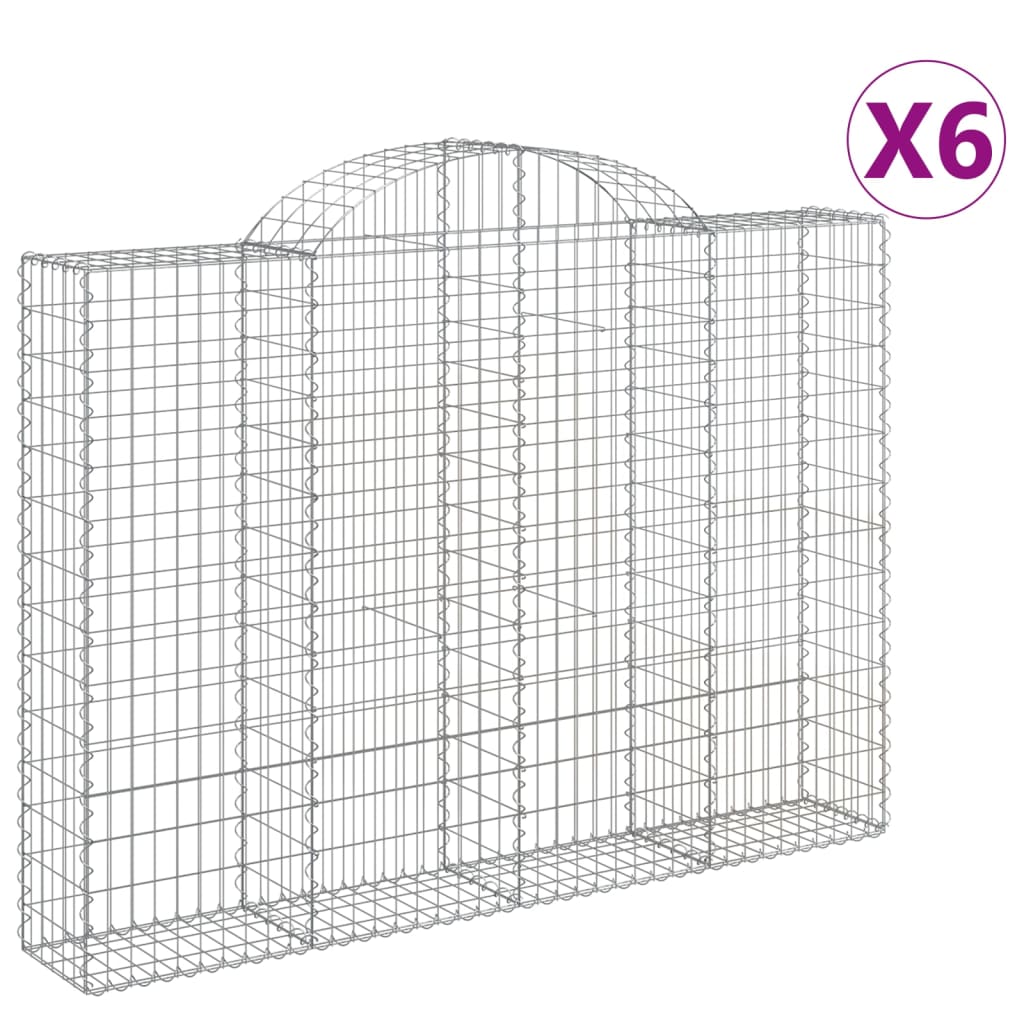 vidaXL Arched Gabion Baskets 6 pcs 200x30x140/160 cm Galvanised Iron 2