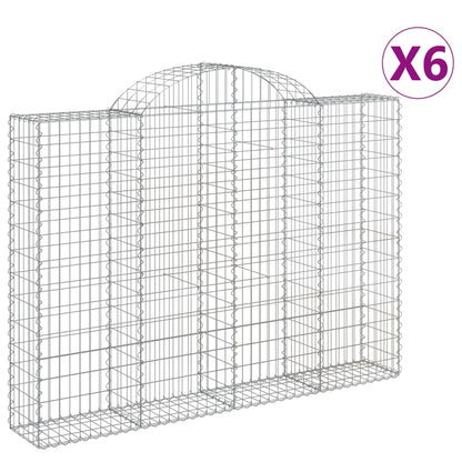 vidaXL Arched Gabion Baskets 6 pcs 200x30x140/160 cm Galvanised Iron 2