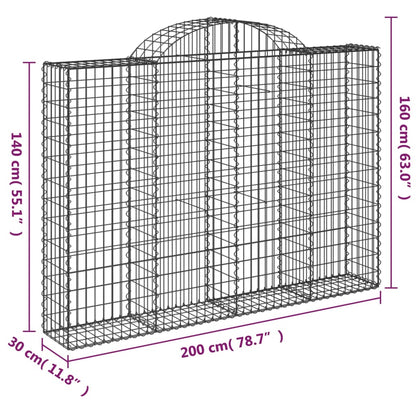 vidaXL Arched Gabion Baskets 6 pcs 200x30x140/160 cm Galvanised Iron 6