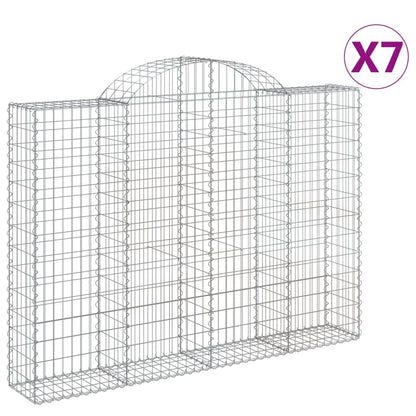 vidaXL Arched Gabion Baskets 7 pcs 200x30x140/160 cm Galvanised Iron 2