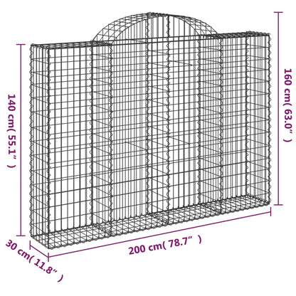 vidaXL Arched Gabion Baskets 7 pcs 200x30x140/160 cm Galvanised Iron 6
