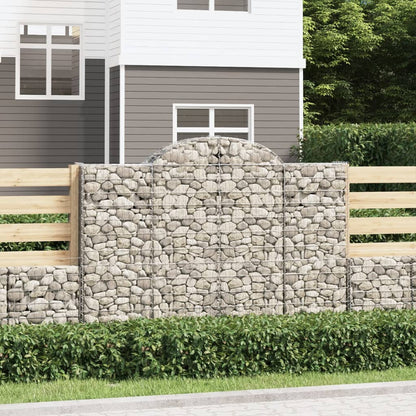 vidaXL Arched Gabion Baskets 9 pcs 200x30x140/160 cm Galvanised Iron 1