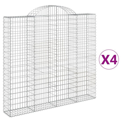 vidaXL Arched Gabion Baskets 4 pcs 200x30x180/200 cm Galvanised Iron 2