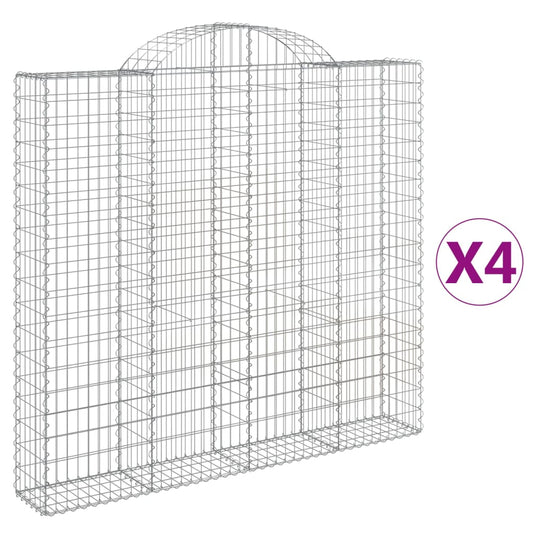 vidaXL Arched Gabion Baskets 4 pcs 200x30x180/200 cm Galvanised Iron 2