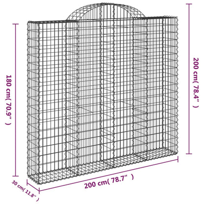 vidaXL Arched Gabion Baskets 4 pcs 200x30x180/200 cm Galvanised Iron 6
