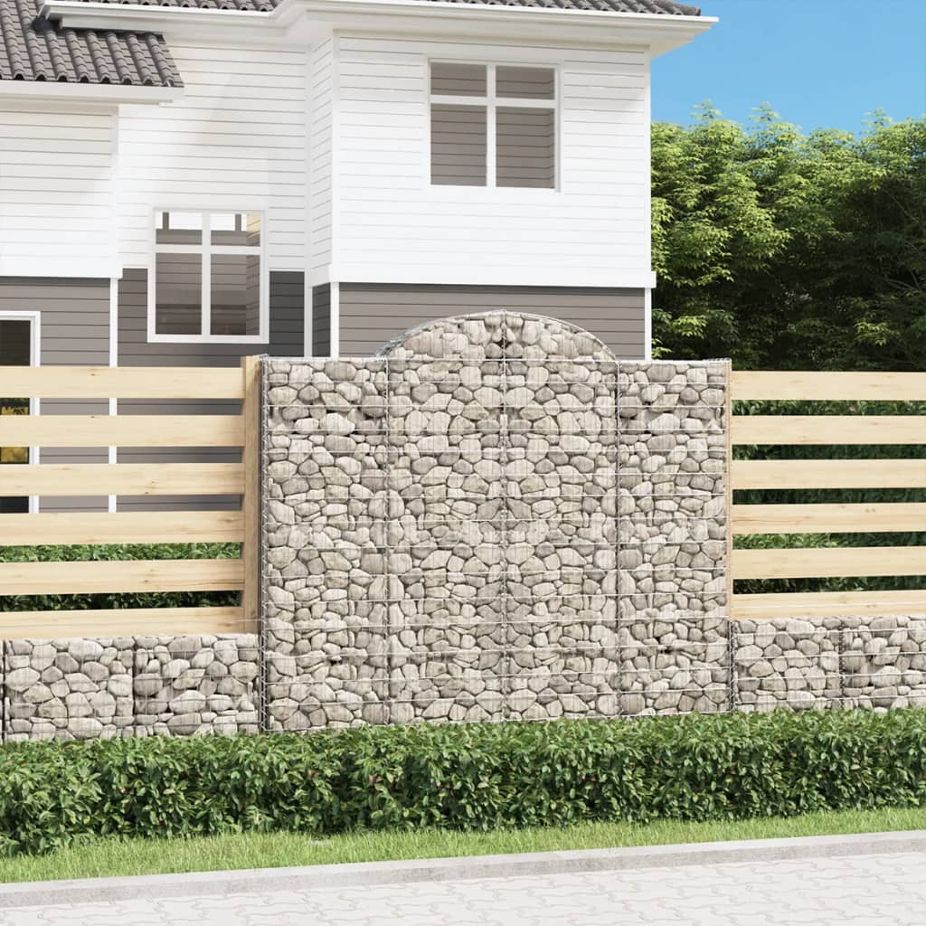 vidaXL Arched Gabion Baskets 4 pcs 200x30x180/200 cm Galvanised Iron 1