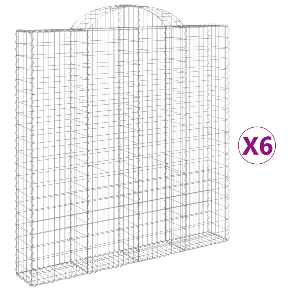 vidaXL Arched Gabion Baskets 6 pcs 200x30x200/220 cm Galvanised Iron 2