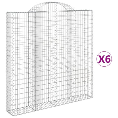 vidaXL Arched Gabion Baskets 6 pcs 200x30x200/220 cm Galvanised Iron 2