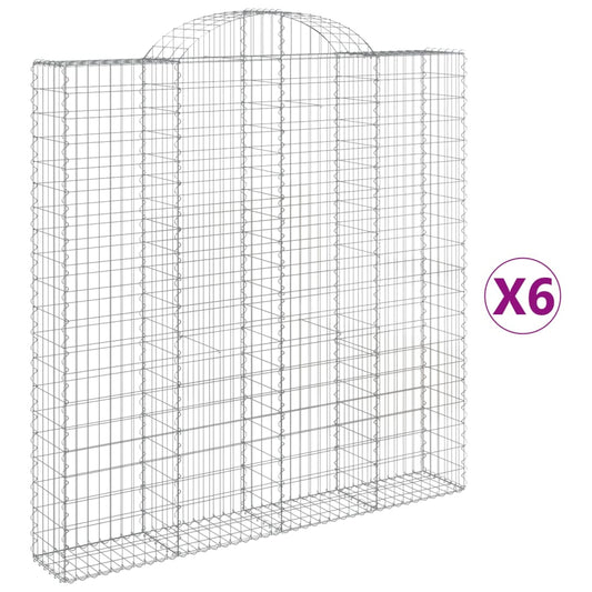 vidaXL Arched Gabion Baskets 6 pcs 200x30x200/220 cm Galvanised Iron 2