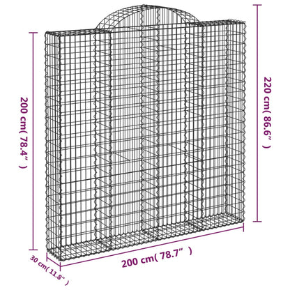 vidaXL Arched Gabion Baskets 6 pcs 200x30x200/220 cm Galvanised Iron 6