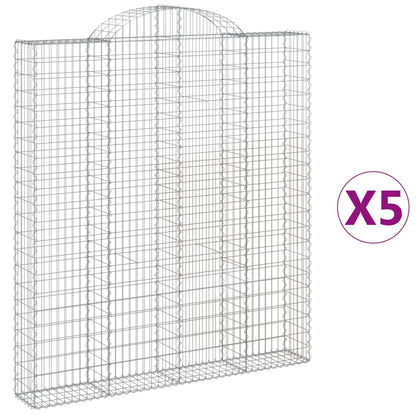 vidaXL Arched Gabion Baskets 5 pcs 200x30x220/240 cm Galvanised Iron 2