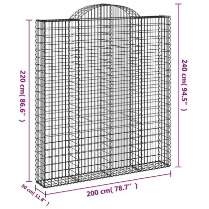 vidaXL Arched Gabion Baskets 5 pcs 200x30x220/240 cm Galvanised Iron 6