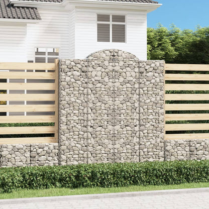 vidaXL Arched Gabion Baskets 5 pcs 200x30x220/240 cm Galvanised Iron 1