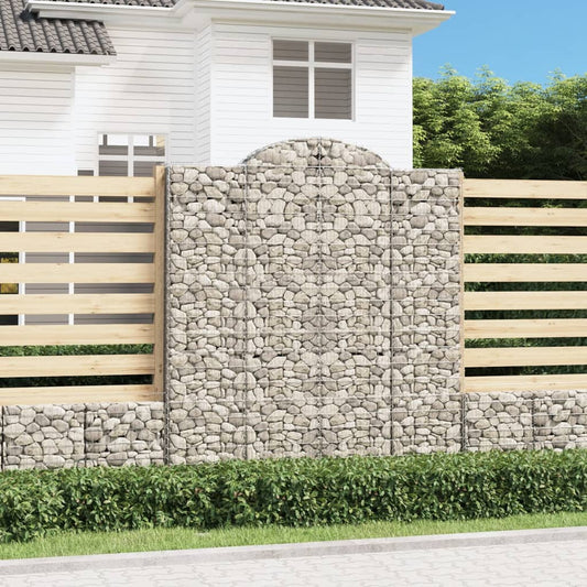 vidaXL Arched Gabion Baskets 5 pcs 200x30x220/240 cm Galvanised Iron 1