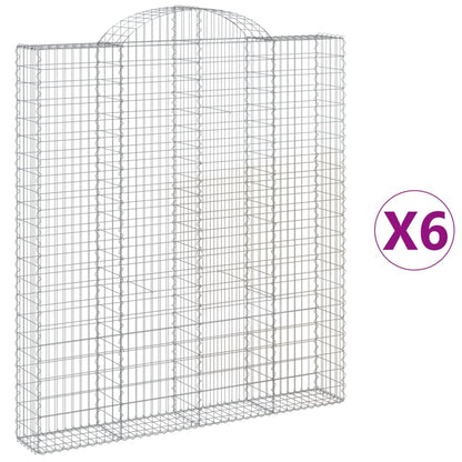 vidaXL Arched Gabion Baskets 6 pcs 200x30x220/240 cm Galvanised Iron 2