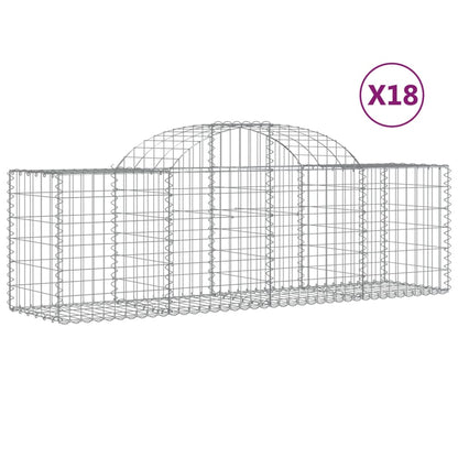 vidaXL Arched Gabion Baskets 18 pcs 200x50x60/80 cm Galvanised Iron 2