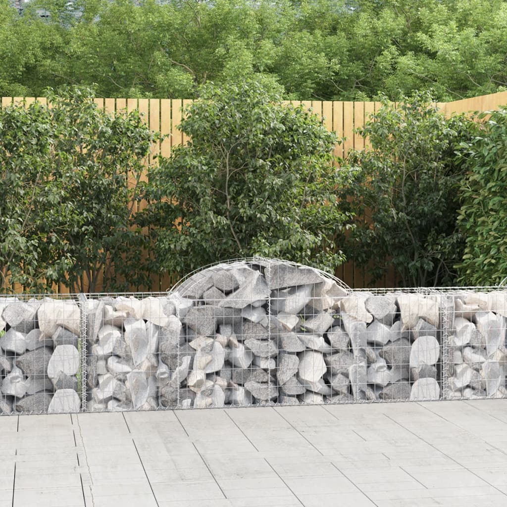 vidaXL Arched Gabion Baskets 18 pcs 200x50x60/80 cm Galvanised Iron 1