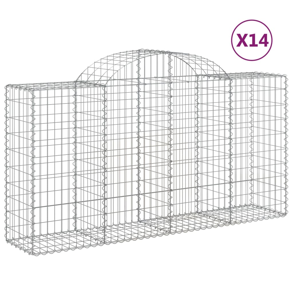 vidaXL Arched Gabion Baskets 14 pcs 200x50x100/120 cm Galvanised Iron 2