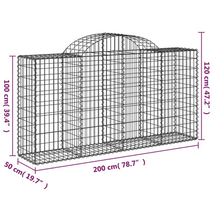 vidaXL Arched Gabion Baskets 14 pcs 200x50x100/120 cm Galvanised Iron 6
