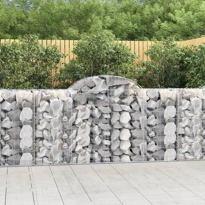 vidaXL Arched Gabion Baskets 14 pcs 200x50x100/120 cm Galvanised Iron 1