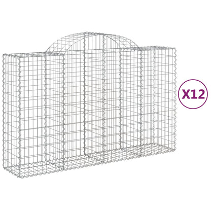 vidaXL Arched Gabion Baskets 12 pcs 200x50x120/140 cm Galvanised Iron 2