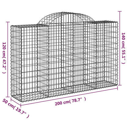 vidaXL Arched Gabion Baskets 12 pcs 200x50x120/140 cm Galvanised Iron 6