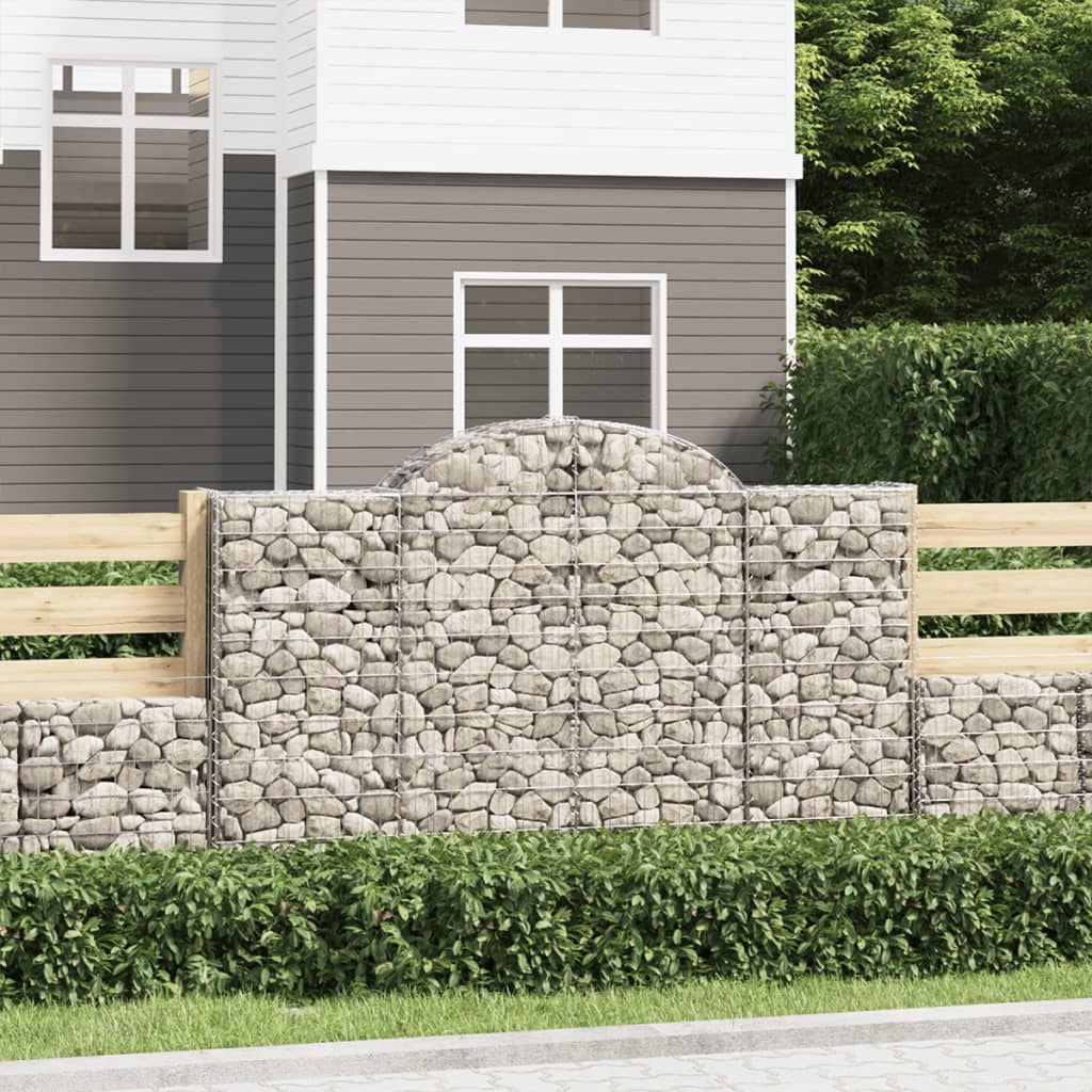 vidaXL Arched Gabion Baskets 12 pcs 200x50x120/140 cm Galvanised Iron 1