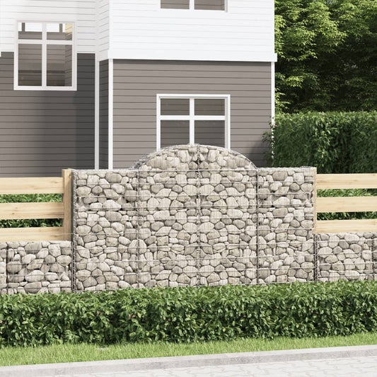 vidaXL Arched Gabion Baskets 12 pcs 200x50x120/140 cm Galvanised Iron 1