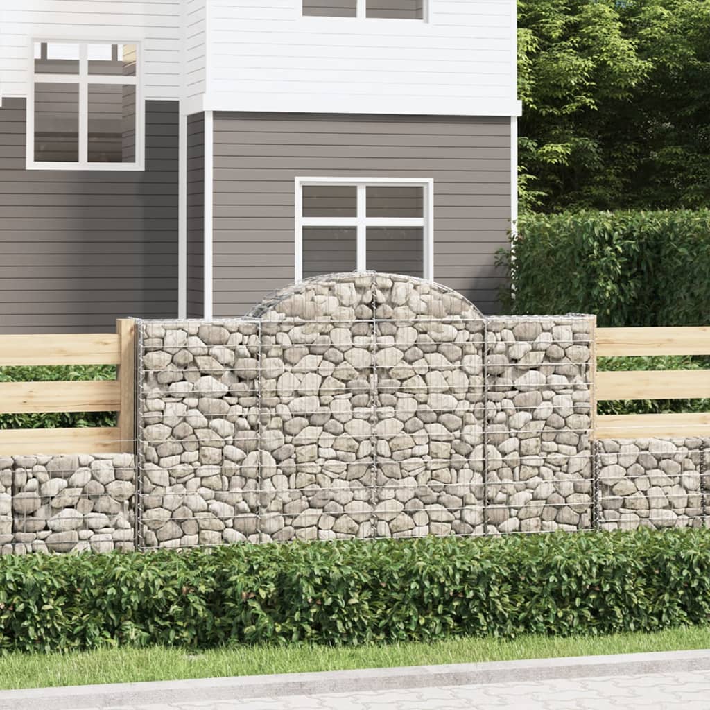 vidaXL Arched Gabion Baskets 13 pcs 200x50x120/140 cm Galvanised Iron 1