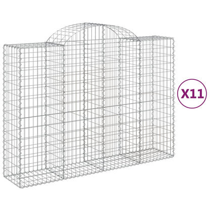 vidaXL Arched Gabion Baskets 11 pcs 200x50x140/160 cm Galvanised Iron 2