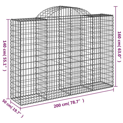 vidaXL Arched Gabion Baskets 11 pcs 200x50x140/160 cm Galvanised Iron 6