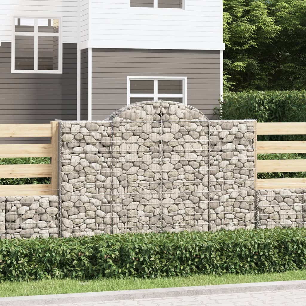 vidaXL Arched Gabion Baskets 11 pcs 200x50x140/160 cm Galvanised Iron 1
