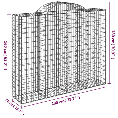 vidaXL Arched Gabion Baskets 9 pcs 200x50x160/180 cm Galvanised Iron 6