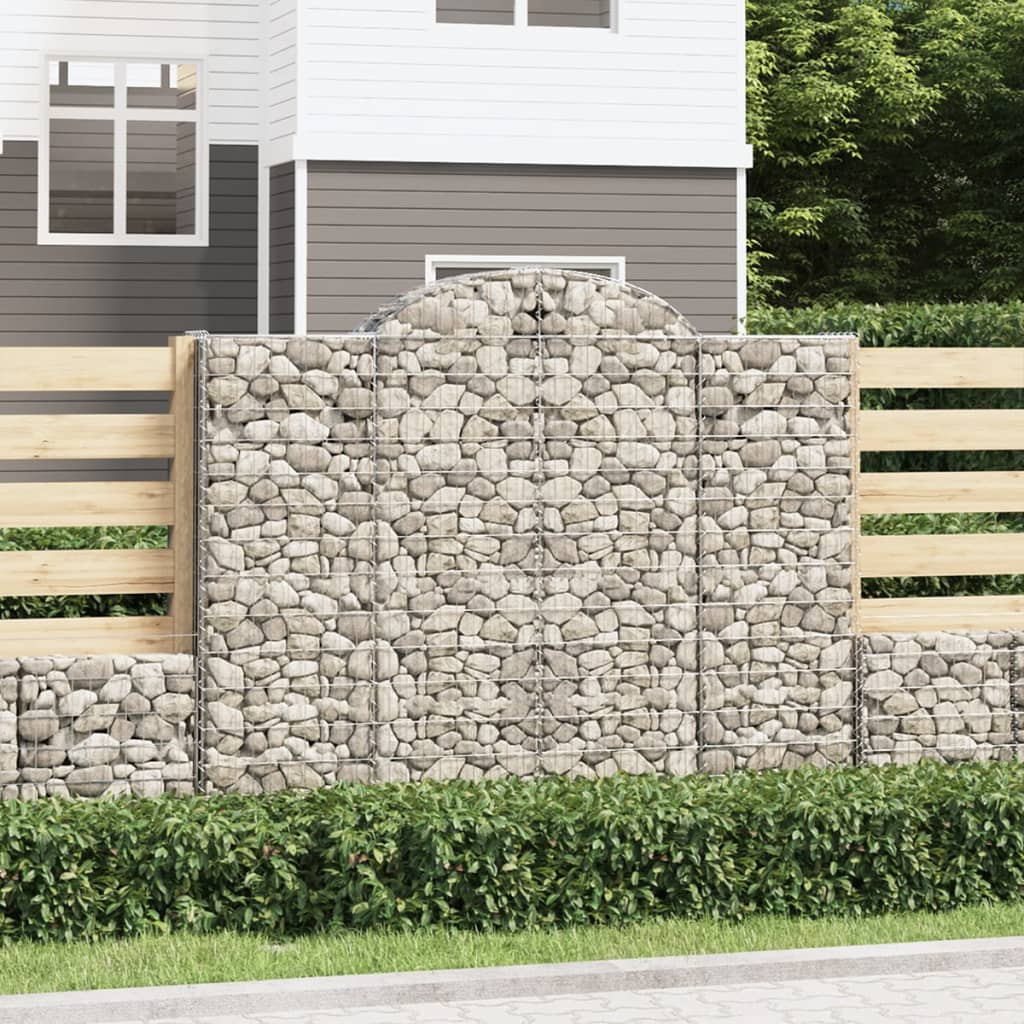vidaXL Arched Gabion Baskets 9 pcs 200x50x160/180 cm Galvanised Iron 1