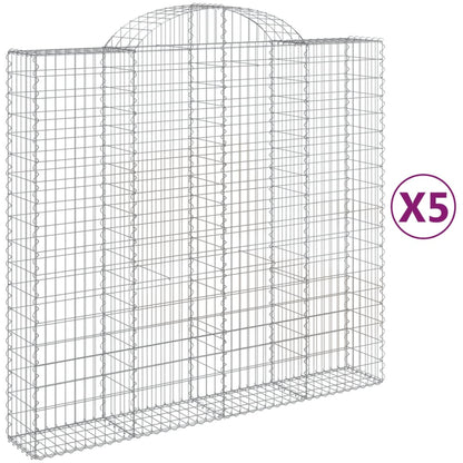 vidaXL Arched Gabion Baskets 5 pcs 200x50x180/200 cm Galvanised Iron 2