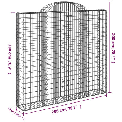 vidaXL Arched Gabion Baskets 5 pcs 200x50x180/200 cm Galvanised Iron 6