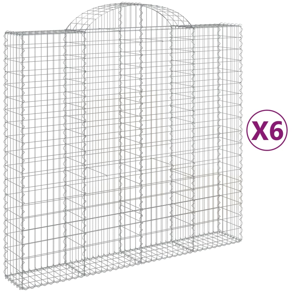 vidaXL Arched Gabion Baskets 6 pcs 200x50x180/200 cm Galvanised Iron 2