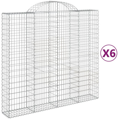 vidaXL Arched Gabion Baskets 6 pcs 200x50x180/200 cm Galvanised Iron 2